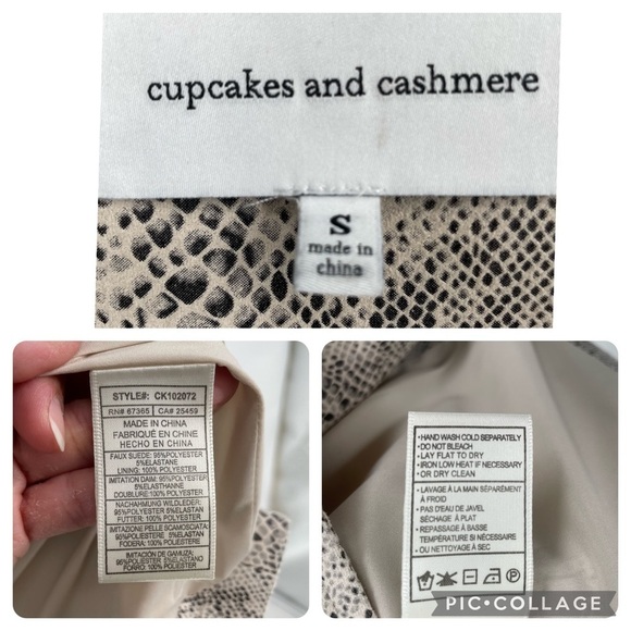 Cupcakes and Cashmere Isabell Snake Print Faux Suede Moto Jacket - Sz S - Picture 4 of 13